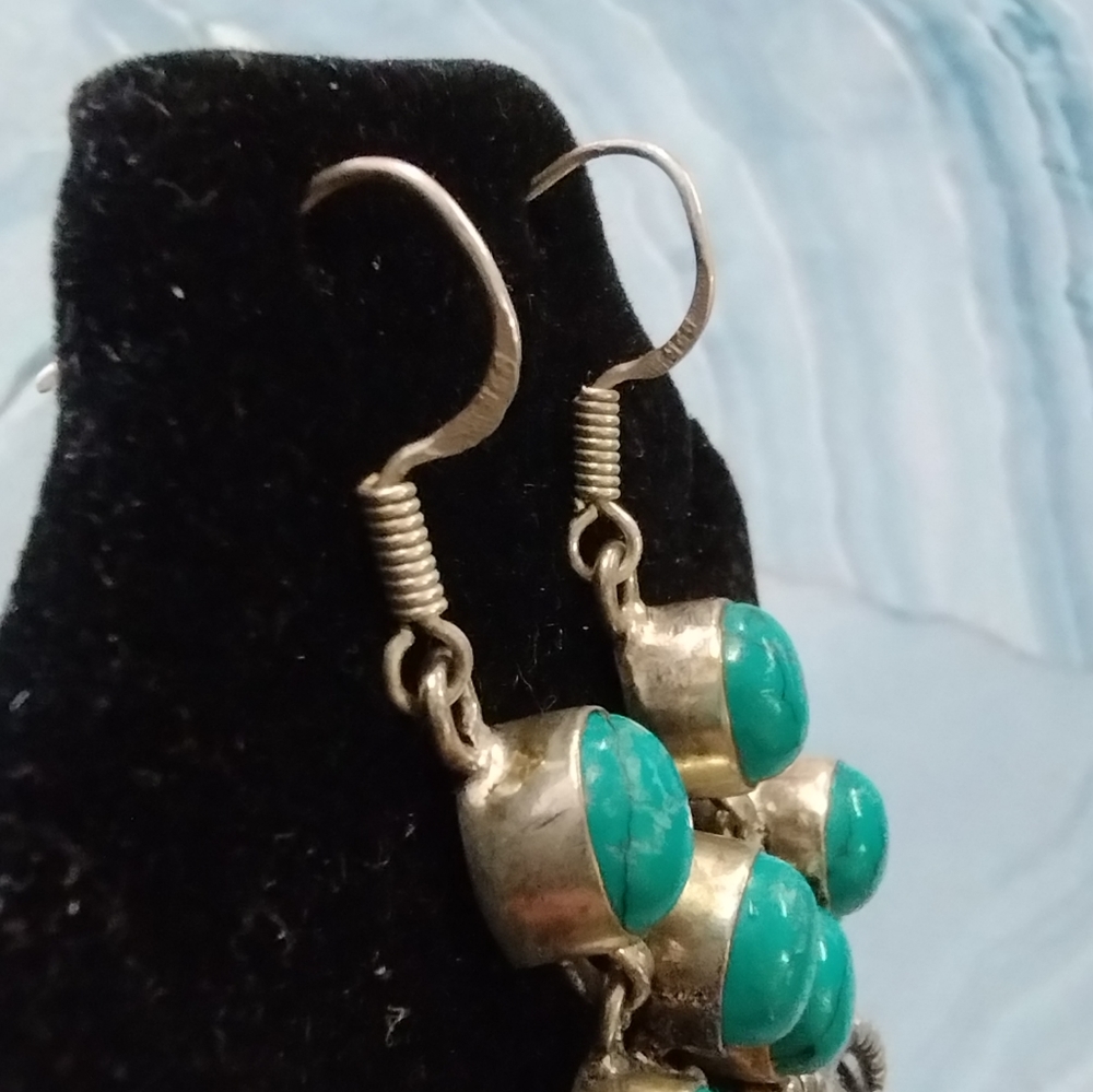 925 Garnet Turquoise Earrings - Picture 9 of 9